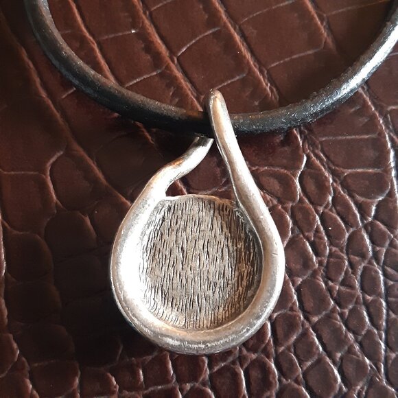 CHICO's 15 inch Silver Tone Statement Leather Rope Necklace - Picture 3 of 9